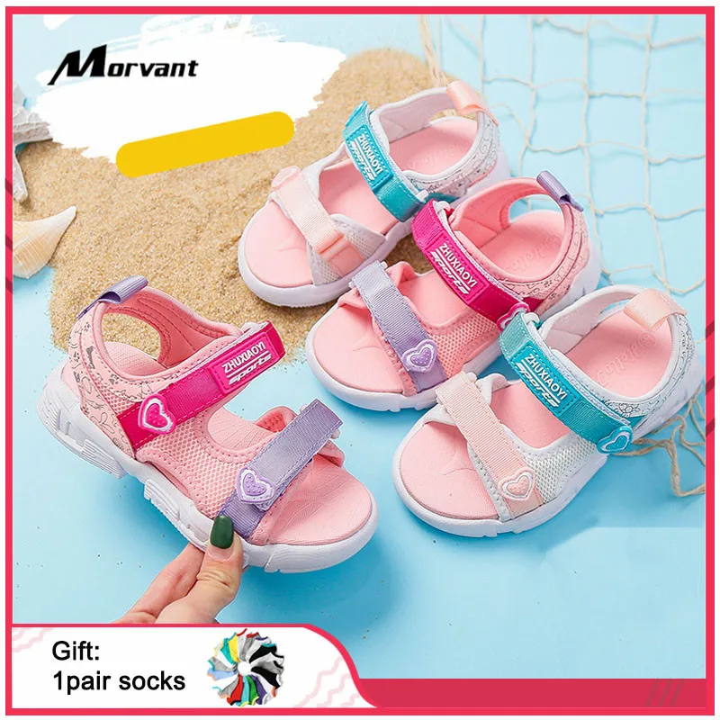 Baby Girls Sandals Pink Princess Breathable Mesh Children's Shoes Light and soft Kids Flat sandal | Детская одежда и обувь