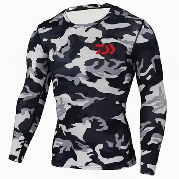 

DAIWA Fishing Clothes Waterproofs for Men Grey Camouflage Shirt Long Sleeve Quick Dry Running Vest Man Ice Silk Camisas Pesca