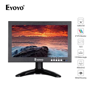 

Eyoyo EM08G 8 inch IPS LCD Screen 1280X720 Monitor with VGA HDMI AV BNC Built-in Speakers for PC CCTV Security Camera Display