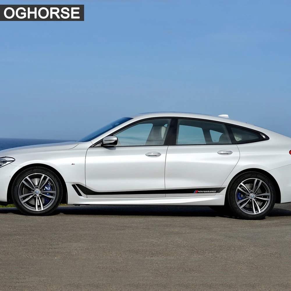 2pcs Car Styling Body Door Side Stripes Skirt Decal Stickers for BMW 6 Series GT 6gt G32 Gran Turismo Accessories Black-Grey