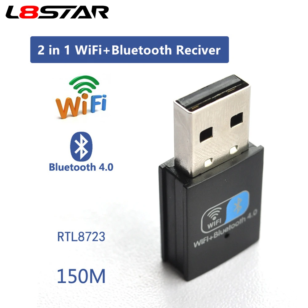 L8star USB WiFi Bluetooth приемник 2 0 RTL8723 BT4.0 150 м беспроводной адаптер Сетевая Lan Карта для