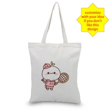 Холст сумка текст DIY сумка милый снеговик печати Индивидуальный логотип для печати ежедневного использования Складная многоразовая сумка для покупок