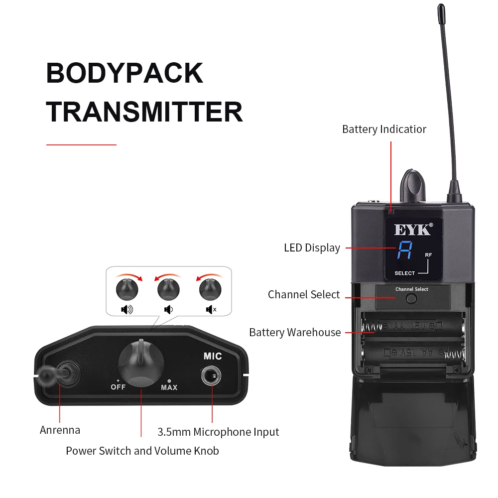 Bodypack-receptor para Sistema de Monitoramento de Palco sem Fio com Fone de Ouvido Intra-auricular Modelo Profissional de - Image 2