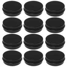 12Pcs 1Oz Black Aluminum Tin Jars Round Screw Lid Containers Empty Metal Storage Cans For Organizing Cosmetic Small Jewelry Orna(China)