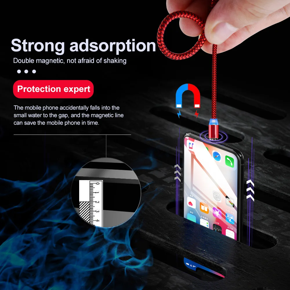 Магнитный USB кабель для зарядки телефона универсальный магнитный шнур iPhone Samsung S9