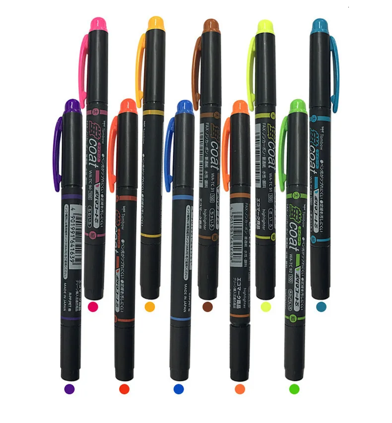 Двойной головкой флуоресцентная ручка японский канцелярские набор маркеров Цвет ручка для зачеркивания Art для чтения книги офисные