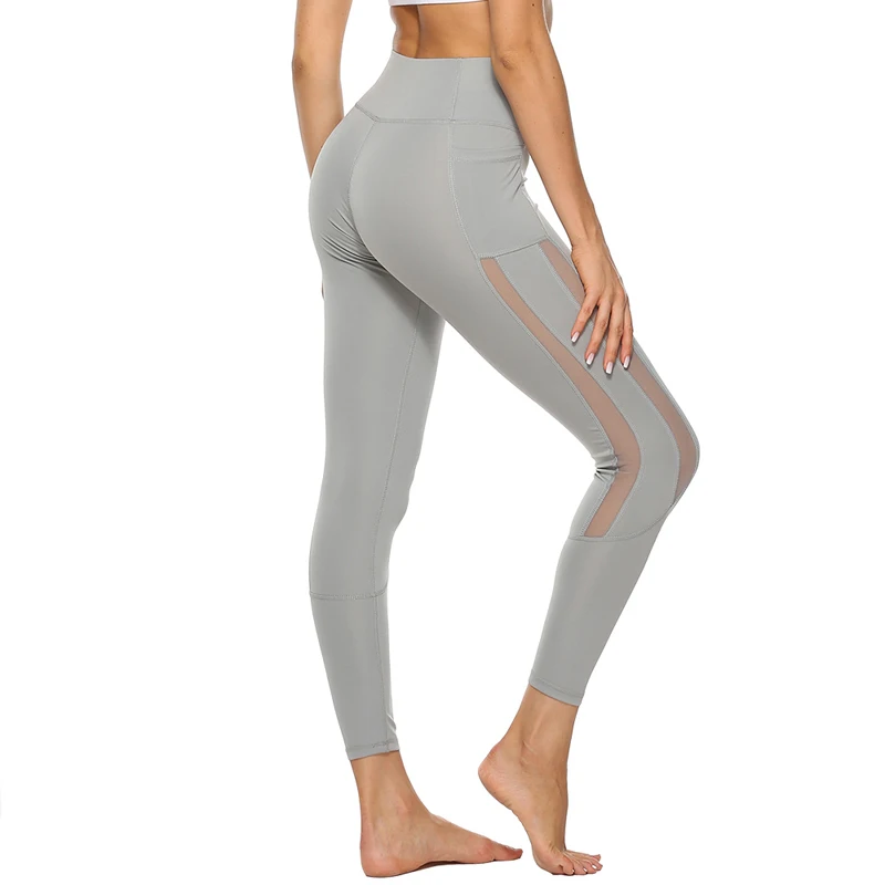 Seamless Leggings Side Mesh Yoga Pants With Pocket 2020 Women Athletic Pants Gym Workout Tights Leggings Sport Women Fitness