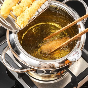 

Temperature Control Deep Fryer Home Pot Cooking Tools Oil Cylinder Kitchen Stainless Steel Tempura Multifunctional Fried Chicken