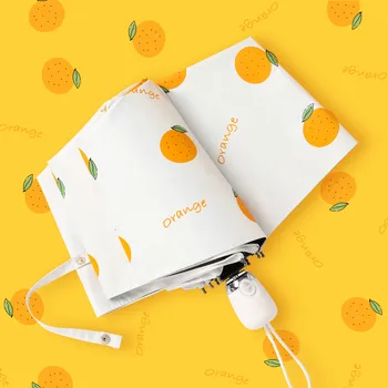 

Fashion Wind Resistant Folding Umbrella Rain Women Portable Windproof Fruit Rainy Umbrellas For Men Black Coating Heart Parasol