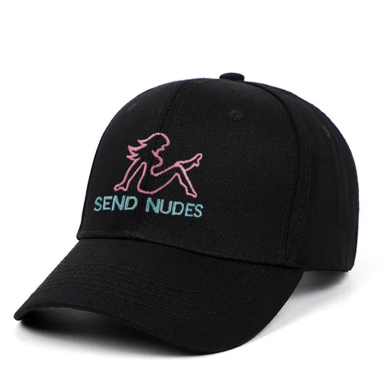 Men Women Letter SEND NUDES Emboridery Snapback Cap Cotton Baseball Cap Hat Adjustable Hip Hop Dad Hats Bone Garros Casquette 3