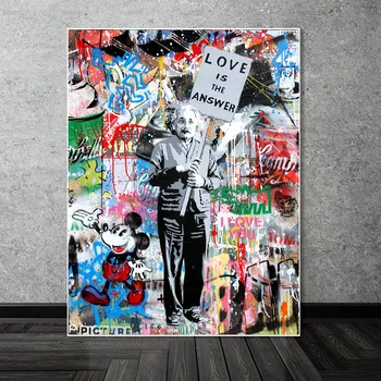 

Einstein Love is Answer Graffiti Art Canvas Paintings On the Wall Art Posters And Prints Modern Street Art Pictures Home Decor