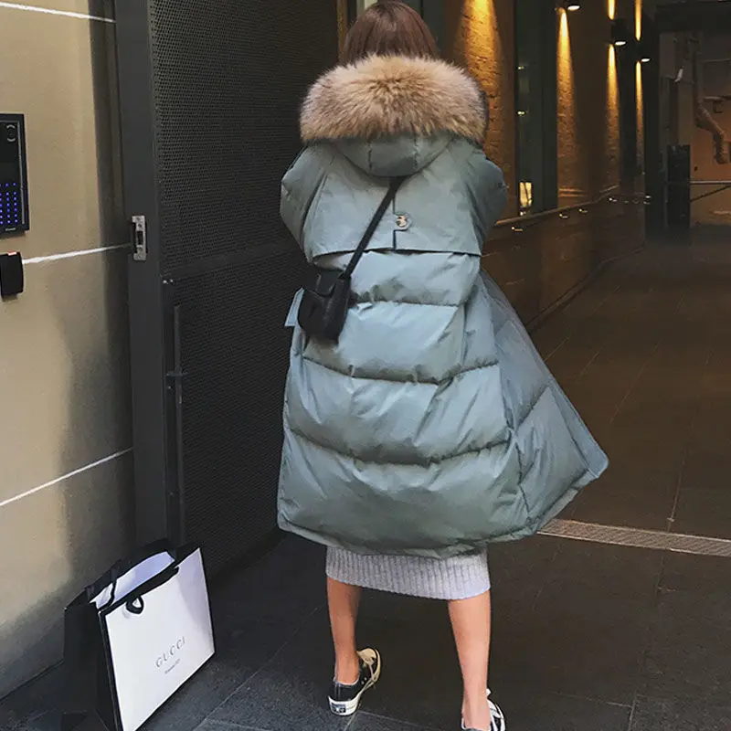 2021 NewFashion Cotton Jacket Women Korean Loose mid-length Hooded Thick Down Padded Parkas Clothes Winter Student Jacket Coats