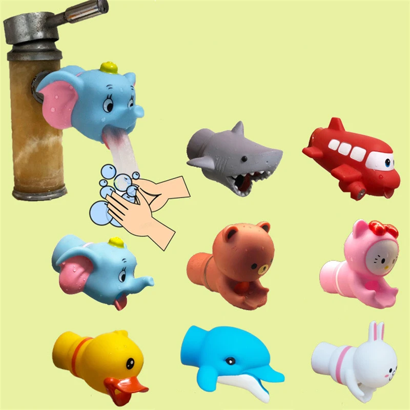 Cute Animal Faucet Extender Kids Children Help Washing Hands Sink Water Tap Extender Splash-proof Spout Extension Kids Bath Toys