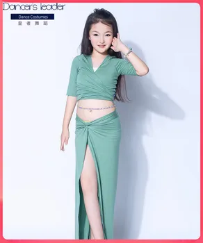 

New belly dance children practice clothes girls dance skirt summer children split professional performance suits