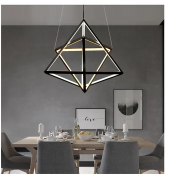 

Black Chandelier-Light Led Minimalist Geometric Dining Room Light Nordic Post-modern living room Ceiling Hanging Light Fixture