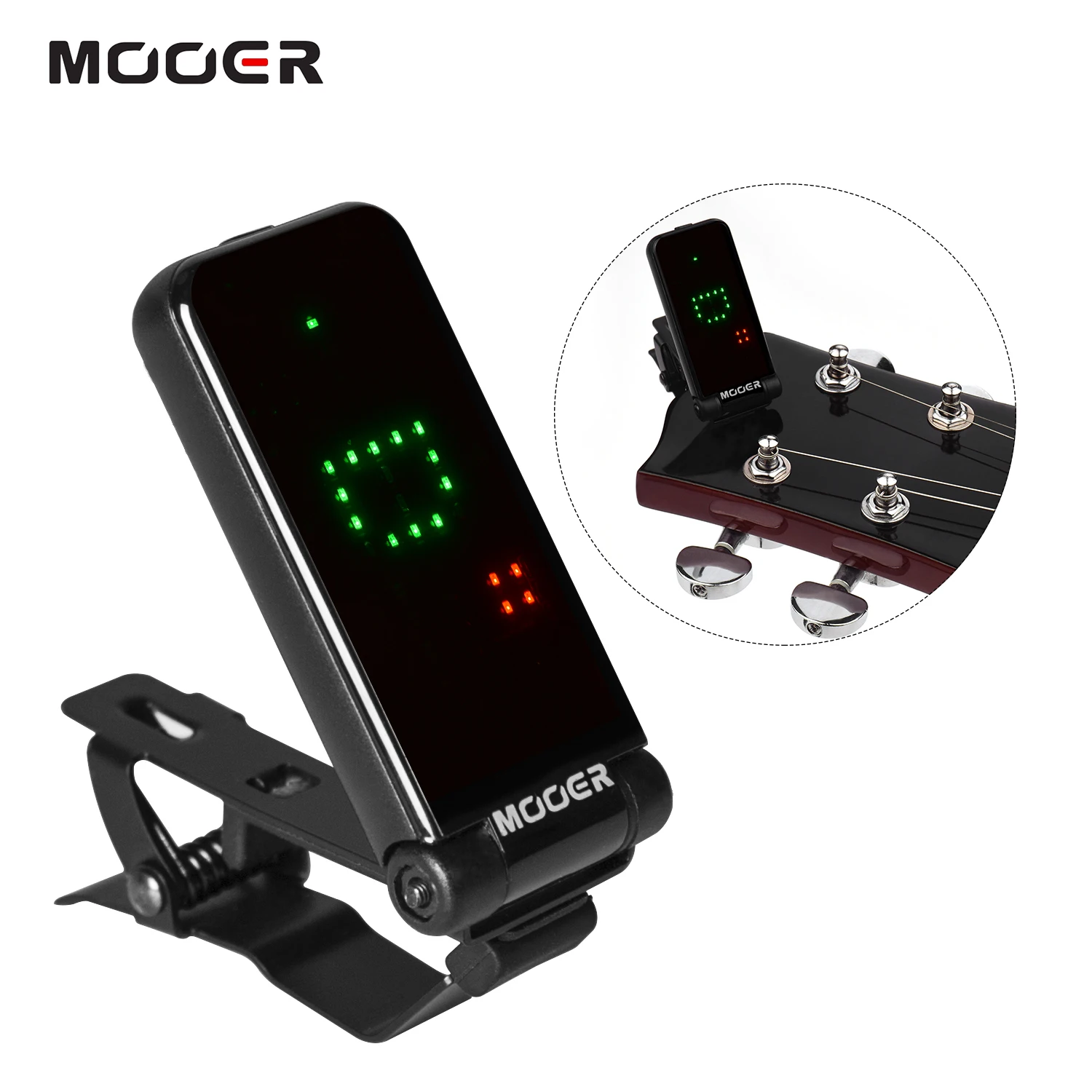 MOOER CT-01 гитарный бас клип-на тюнер гравитационный чувствительный полноэкранный дисплей вращающийся на 180 ° металлический зажим для гитары