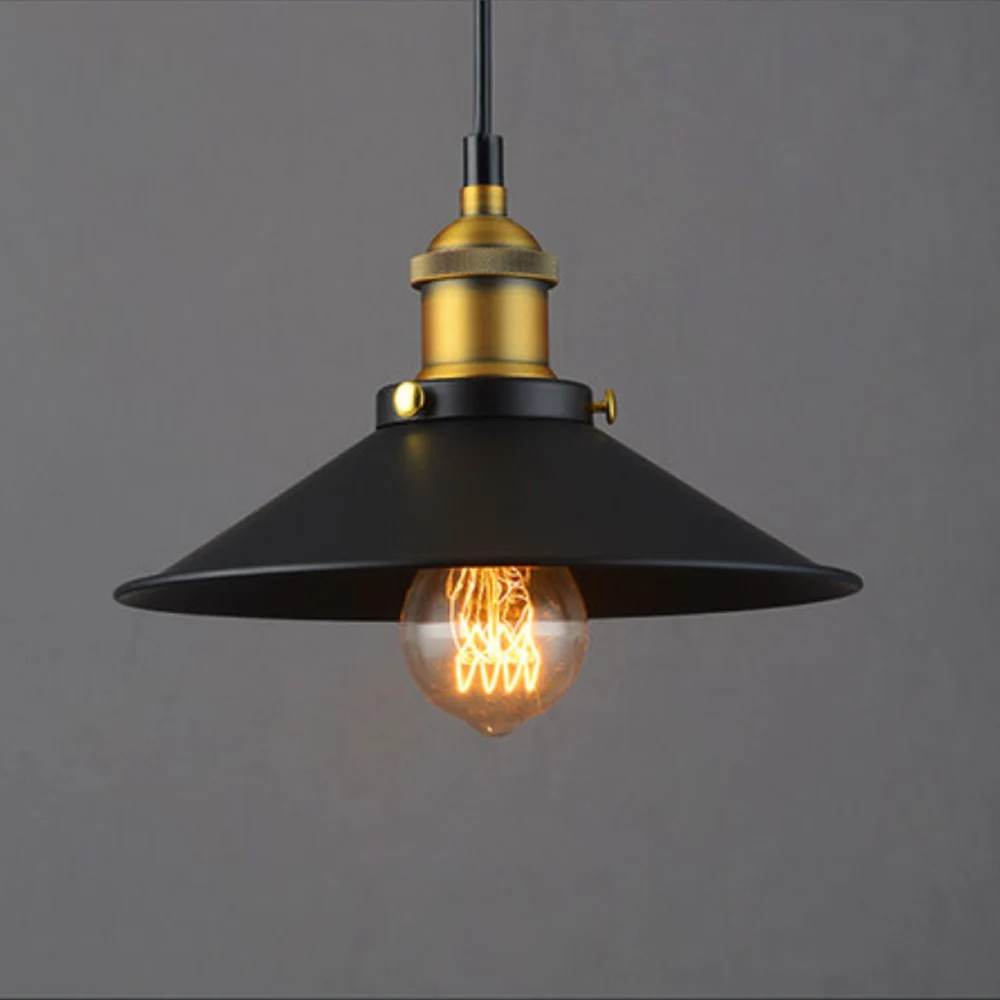 

Black Vintage Industrial Pendant Light Nordic Retro Lights Iron Lampshade Loft Edison Lamp Metal Cage Dining Room Countryside