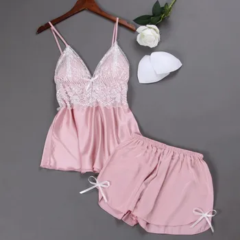 

Silk Pajamas for Women Womens Pajama Set Summer Pyjamas Women Satin Sleepwear V-Neck Pijama Mujer 2 Piece Sets