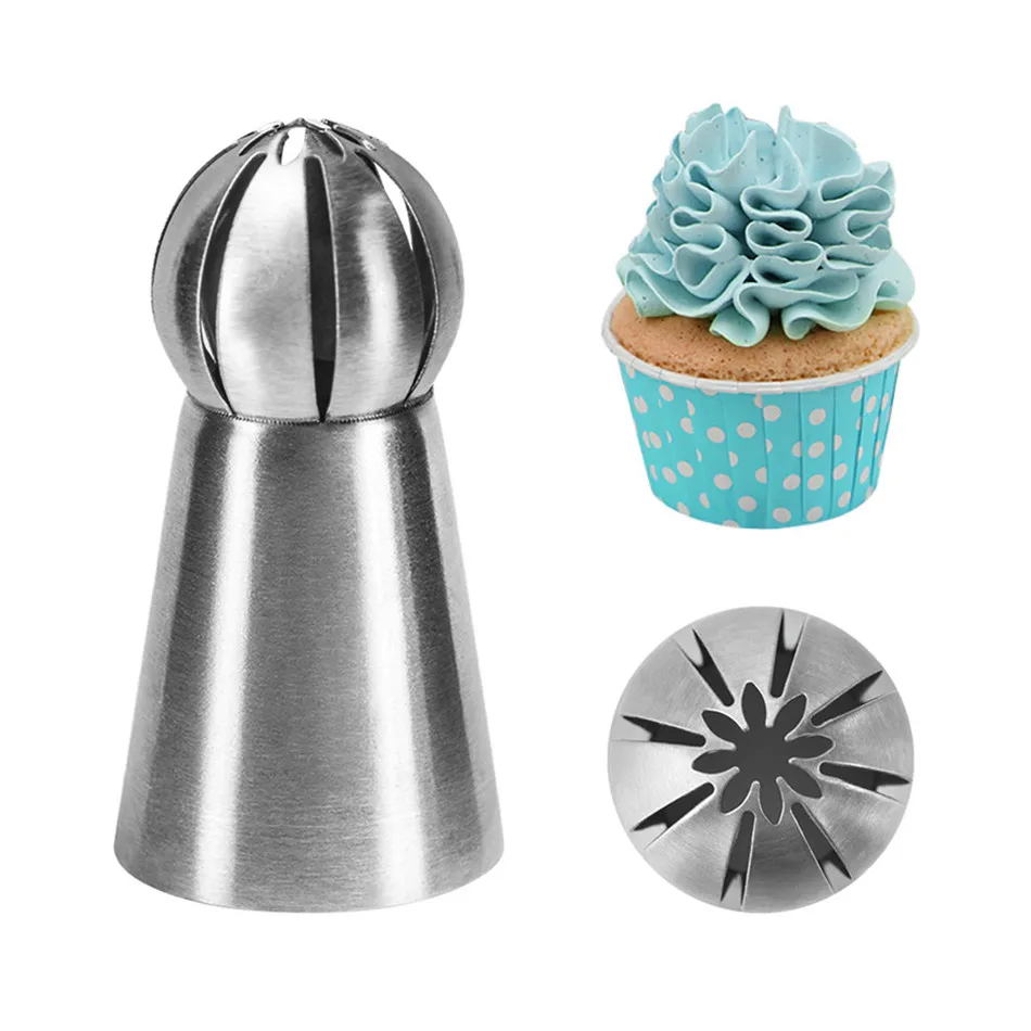 Russian Ball Nozzle 1pc Stainless Steel Bakery Accessories Cake Decorating Nozzle Tips Cake Decoration Sugercraft Pastry