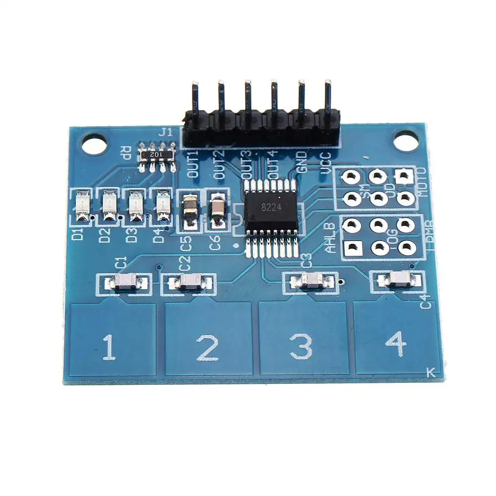

LEORY 4V-5.5V TTP224 4CH Channel Capacitive Touch Switch Digital Touch Sensor Module Circuits