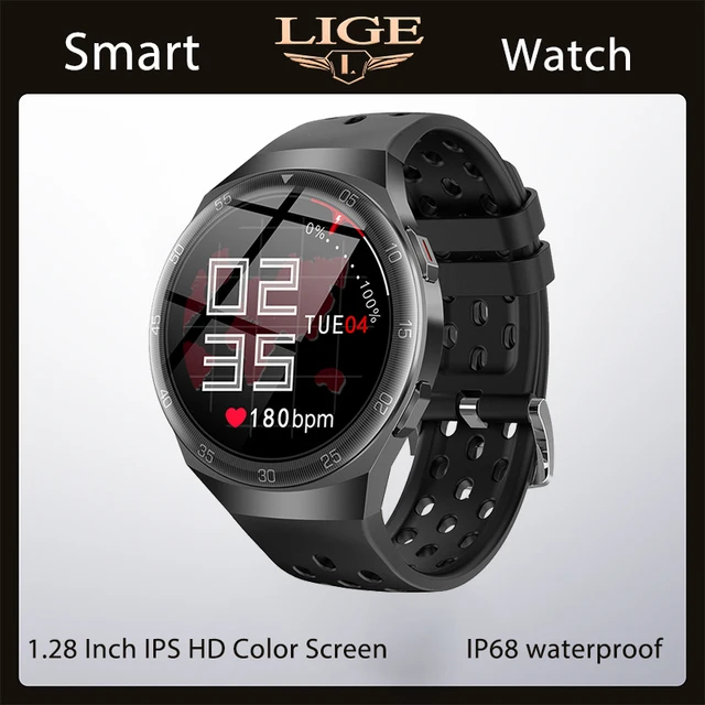 LIGE New Silicone Strap Digital Watch Men Sport Watches Electronic LED Male Smart Watch For Men Clock Waterproof Bluetooth Hour Black
