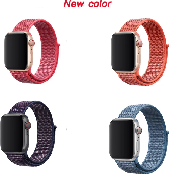 Новые Смарт Браслет ремешок для наручных часов Apple Watch, версии нейлон Series 5/4/3/2/1 Спортивный бесшовный 38 мм 42 мм 40 мм 44 мм