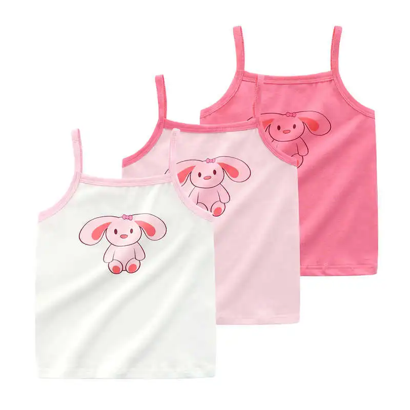 2pcs/Lot Girls Summer Undershirt Singlet Shirts Kids Strawberry Bear Cotton T-shirt Top Camisoles Underwear Tanks Size 2-10T images - 6