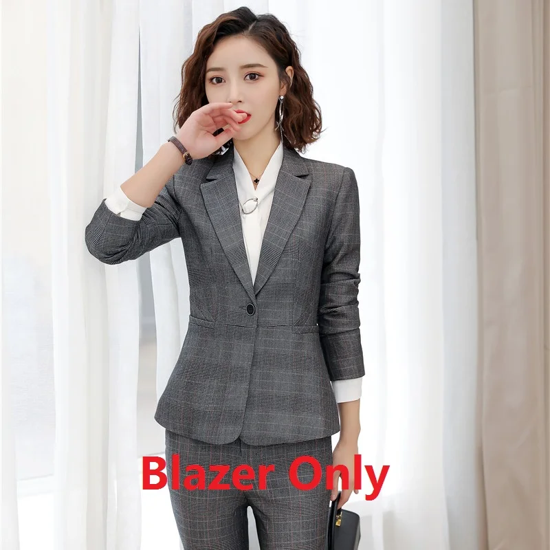 Blazer Only Высококачественный деловой Блейзер, офисные женские брючные костюмы для женщин, деловой костюм, брюки и пиджак, комплекты OL Styles - Цвет: Blazer Only