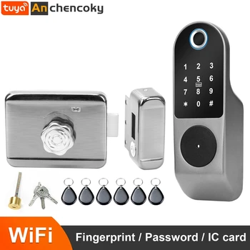 

Fingerprint Electronic Door Lock Support Tuya APP connection ID Card Wifi Password Unlock for Home Security WiFi Electronic Lock