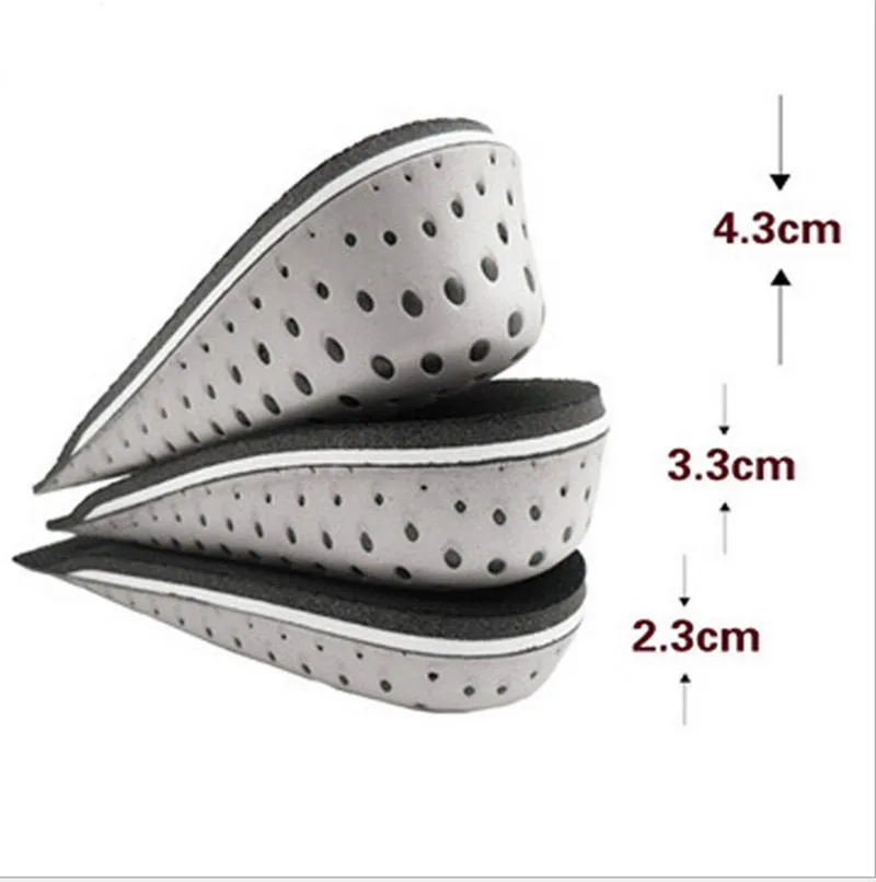 1Pair Men Women Unisex Memory Foam Increase Height High Half Insoles Shoe Inserts Cushion Pads 4.3cm Wholesale