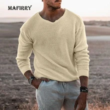 

British Style Men Solid Streetwear Jumper Spring Autumn Man Slim Fit Knitting Sweater Round Neck Casual Long Sleeve Pullover Top