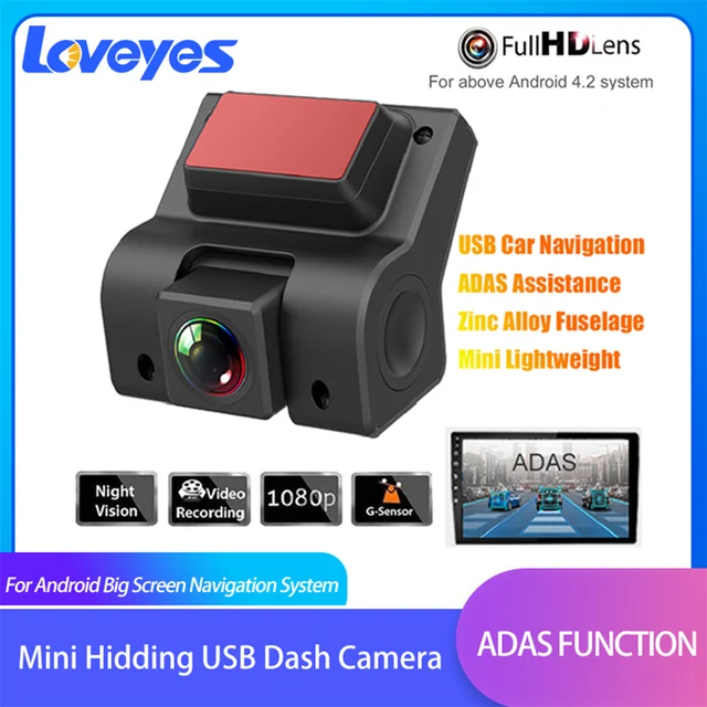 Caméra de tableau de bord DVR pour voiture, enregistreur automatique USB, Assistance ADAS, surveillance en alliage de Zinc pour Android, grand écran, Navigation, Mini Dash Cam U1 