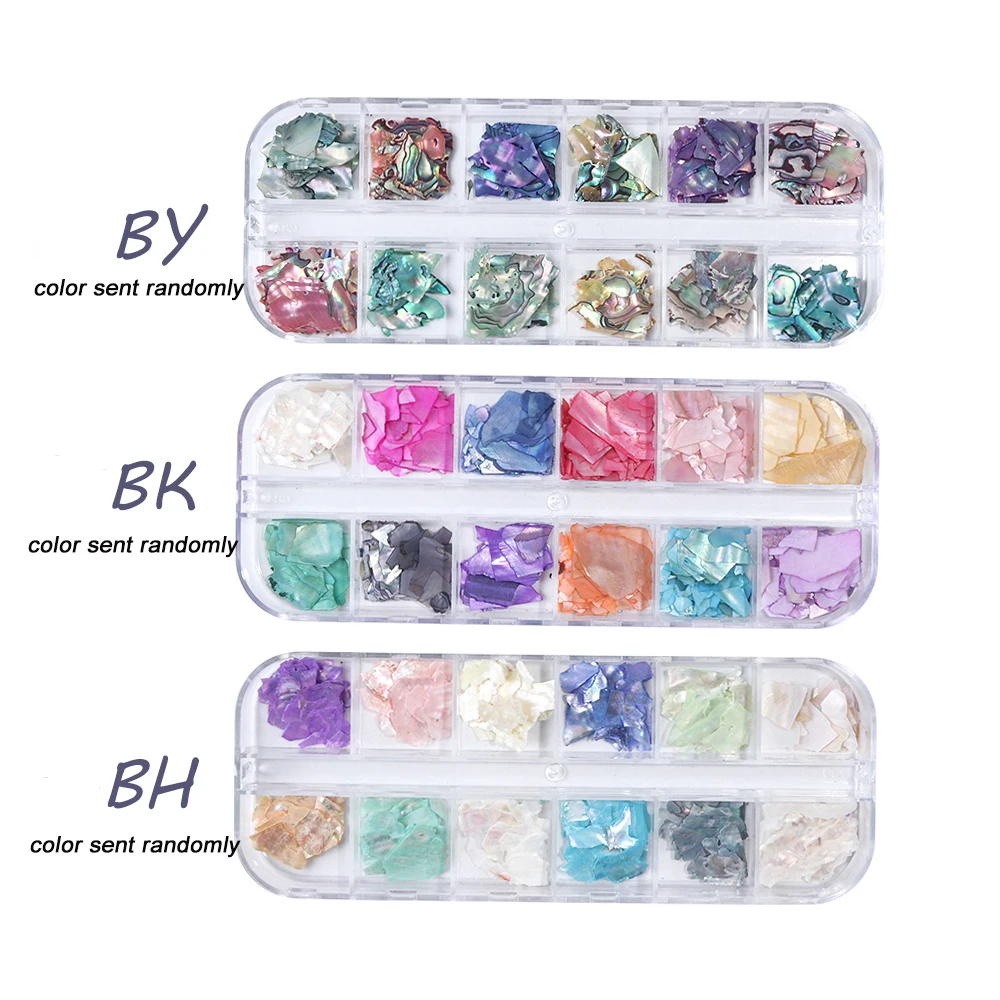 1 Box Nails Abalone Shell Slice 3D Texture Natural Sea Shell Stone Rhinestone For Nail Art Charm Decoration DIY Accessory NLB03