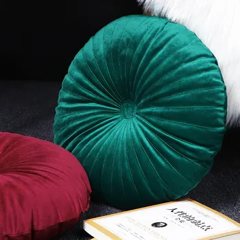 

European Style Round Solid Red Grey Blue Pink Beige Green Seat Cushion Velvet Fabric Back Cushion Sofa Pillow Bed Pillow