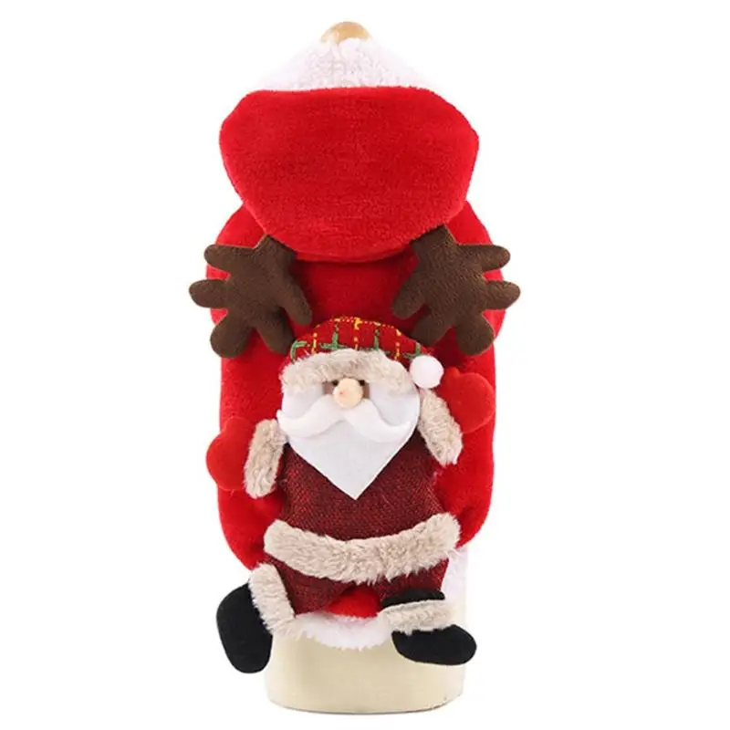 Рождественская Одежда для собак с Санта-Клаусом и оленем костюм для домашних животных красное нарядное пальто Зимняя Толстовка поддержка прямой доставки
