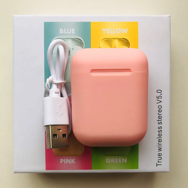 i12with box pink I12 tws матовые Bluetooth наушники беспроводные наушники Hands free бизнес наушники беспроводные наушники для всех смартфонов - Цвет: i12with box pink