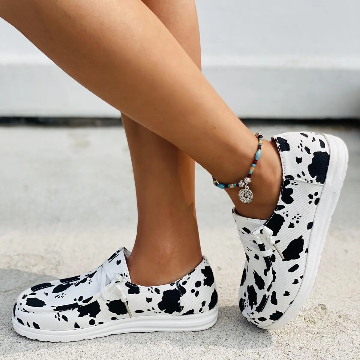 Zapatillas de lona con cordones para mujer, zapatos informales transpirables suaves, planos, de talla grande, para verano, 2021