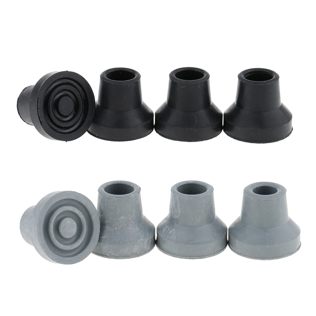 8Pcs 16mm Walking Stick Tips End Protector Canes Accessory, Rubber Crutch & Walker Tips & Leg Tips Caps Cover, Gray and Black