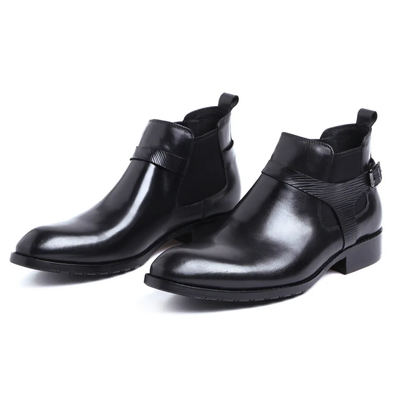 

New Boots Men Round Toe Leather Boots Business Formal Wear Leather Boots Botas Hombre Black Brown Work Shoes Leather 44 Size