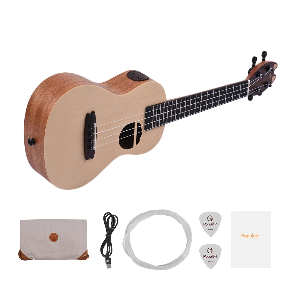 

Populele Q1 23 Inches Smart Concert Ukulele Ukelele Uke Supports APP Teaching Connection ABS Fretboard with LED light