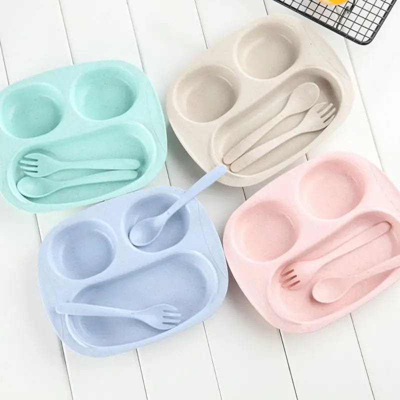 

Environmental Protection Wheat Straw Children's Tableware Set Baby Bowl Kids Dinner Plate 1PCS