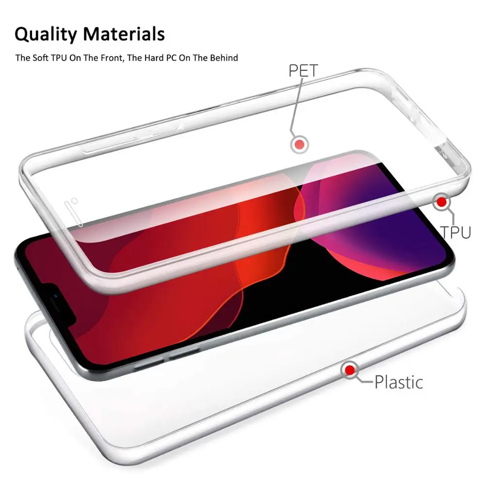 360 Full Body Case for iPhone 14 13 12 11 Pro Max X XR XS Max 8 7 6 Plus SE Double Side Silicone TPU Transparent Coque Funda iPhone Case Phone Case Phone Protector Cover