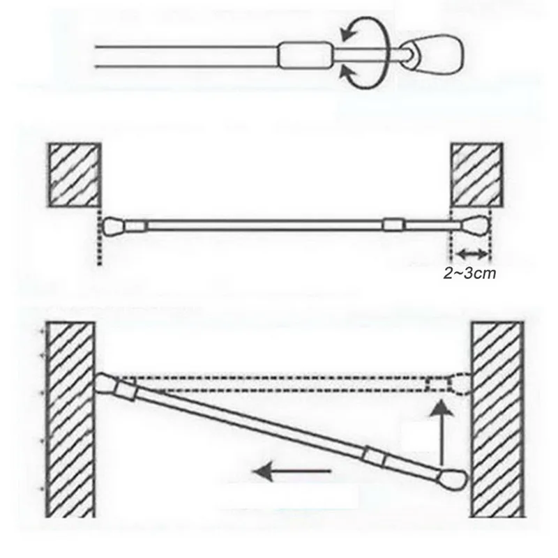 Telescoping Shower Curtain Rods And Accessories Adjustable Extendable Tension Pole Rod Hanger Spring Loaded Bathroom Product