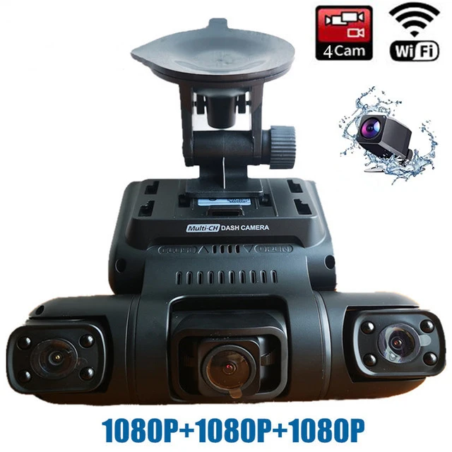 Hupejos 4 Channel Dash Cam Front and Rear, Car Camera, Dash Camera for Cars  FHD 1080Px4, 2K Front+1080P*2 Inside, Super Night Vision, Free 64GB Card