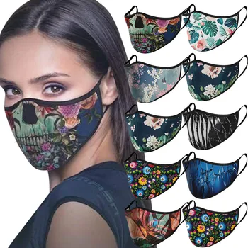 

Skull Print Breathable Adult Mouth Masks For Women Men Cycling Running Windproof Anti-spitting Reuse Protective Washable Mask