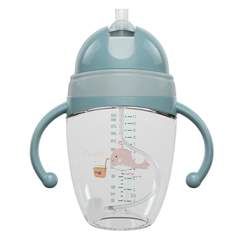 

320ML Baby Feeding Bottles Cups Kids Water Milk Bottle Soft Mouth Duckbill Sippy Infant Drink Training Feeding Bottle Green