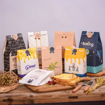 

100 pcs/Lot Plastic Gift Bags With Handles Kraft Paper Boutique Packaging Bags For Gifts Box Wedding Candy Popcorn Box ZCZ014