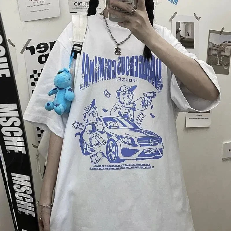 Tops harajuku vintage gothic graphic punk clothes shirt top clothing Women's t-shirts korean cotton Black Oversize dropshipping