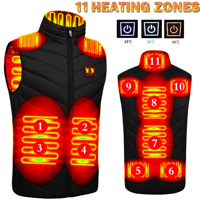 Heating jacket, USB smart switch 2-11 zone heating vest, electric heating hunting vest, men's and women's heating padded jacket 1