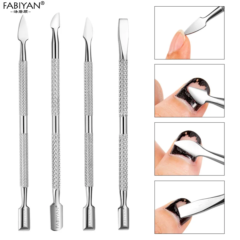 

4pcs/Set Stainless Steel Nail Art Cuticle Pusher Dead Skin Manicure Tools Finger Double Head 2 Ways Metal Remover Cleaning Care
